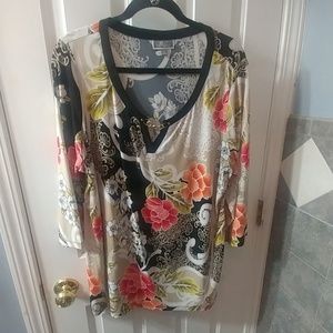 Asian floral print tunic